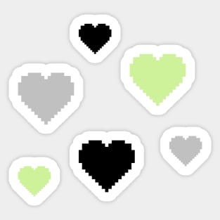 Agender Pride Hearts Pixel Art Sticker